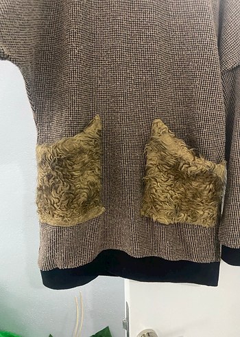 Kürklü Cepli Boğazlı Kadın Triko - Görsel 7