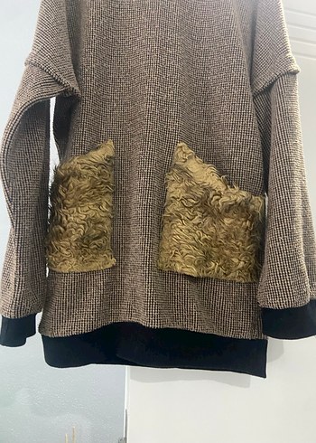 Kürklü Cepli Boğazlı Kadın Triko - Görsel 2