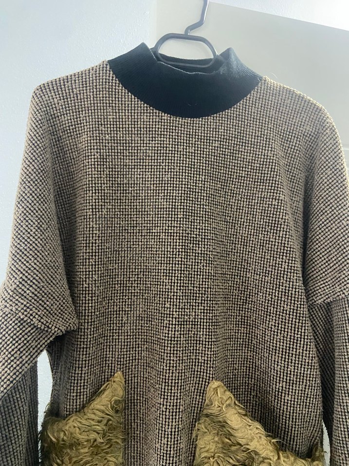 Kürklü Cepli Boğazlı Kadın Triko - Görsel 3