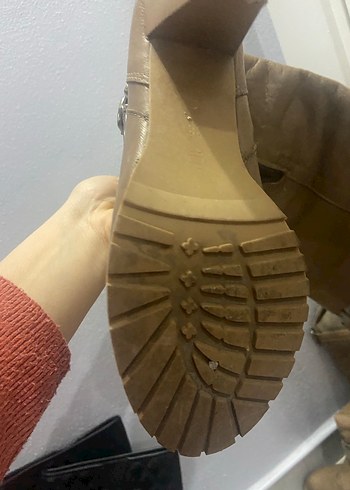 Kahverengi Deri Tokalı Dizüstü Kadın Çizmesi - Görsel 10