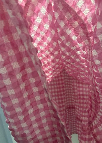 Pembe Bağlama Desenli Uzun Kollu Elbise - Görsel 6