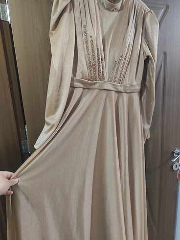 46 Beden camel Renk Elbise abiye