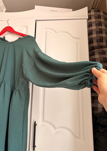 Yeşil Uzun aierobin Elbise - Görsel 3