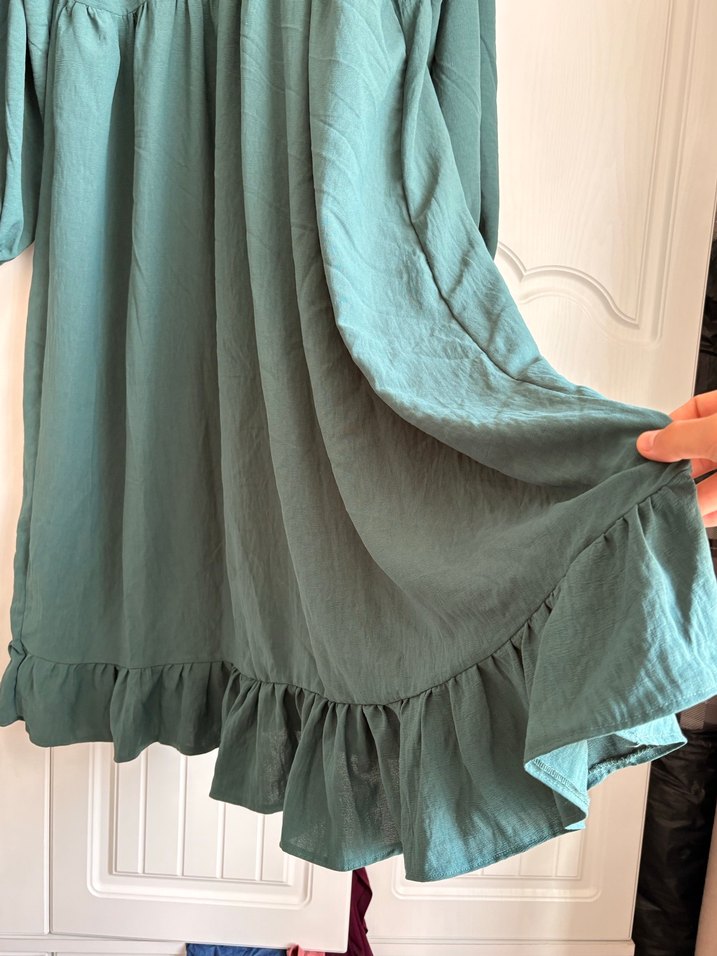 Yeşil Uzun aierobin Elbise - Görsel 2