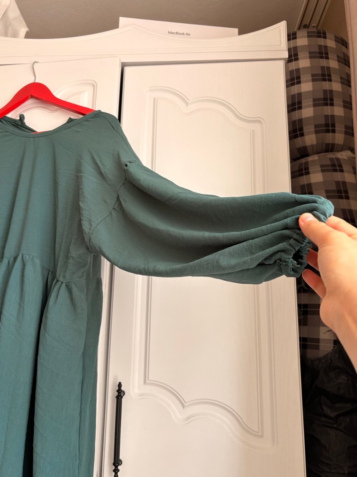 Yeşil Uzun aierobin Elbise - Görsel 3