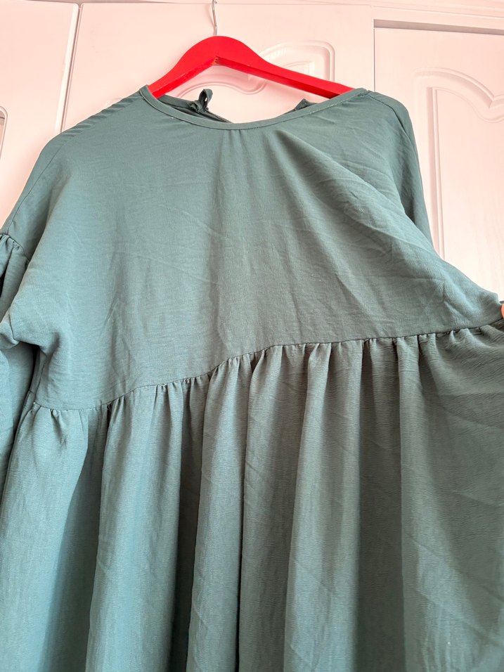 Yeşil Uzun aierobin Elbise - Görsel 5