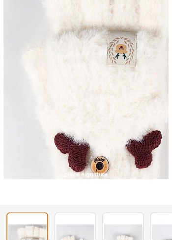 Kitti Çocuk Beyaz Yumuşak Kapaklı Eldiven - Görsel 5