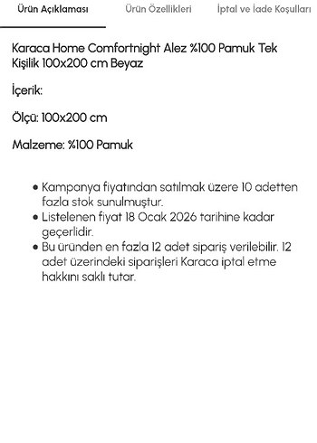 Karaca Home Beyaz Lastikli Yatak Koruyucu alez - Görsel 4