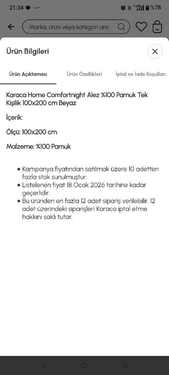 Karaca Home Beyaz Lastikli Yatak Koruyucu alez - Görsel 4