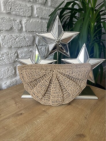 El örgüsü hasır clutch çanta