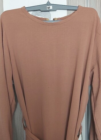 LC Waikiki Kahverengi camel tesettür günlük abiye elbise