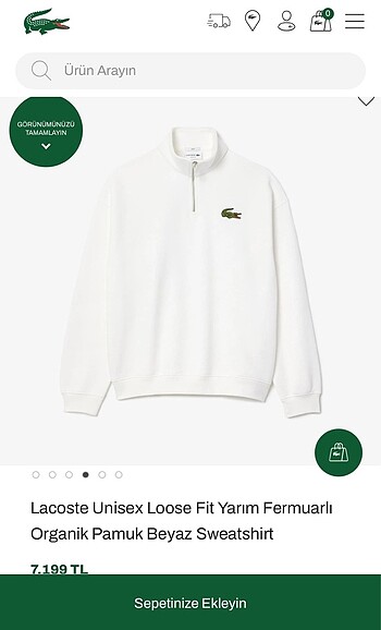l Beden siyah Renk LACOSTE SWEATSHİRT