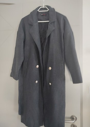 Gri Uzun Düğmeli Kaban - Görsel 2