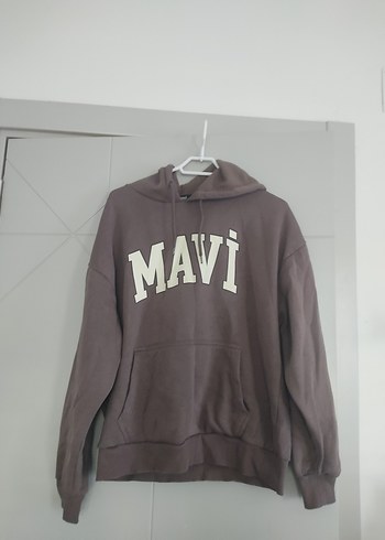 Mavi Baskılı Kahverengi Kapüşonlu Sweatshirt - Görsel 5