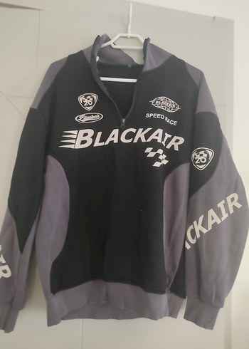 Erkek Siyah Gri Fermuarlı Sweatshirt - Görsel 4