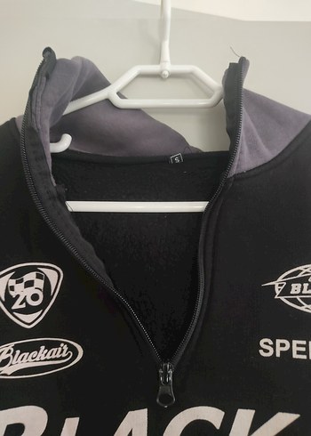 Erkek Siyah Gri Fermuarlı Sweatshirt - Görsel 3