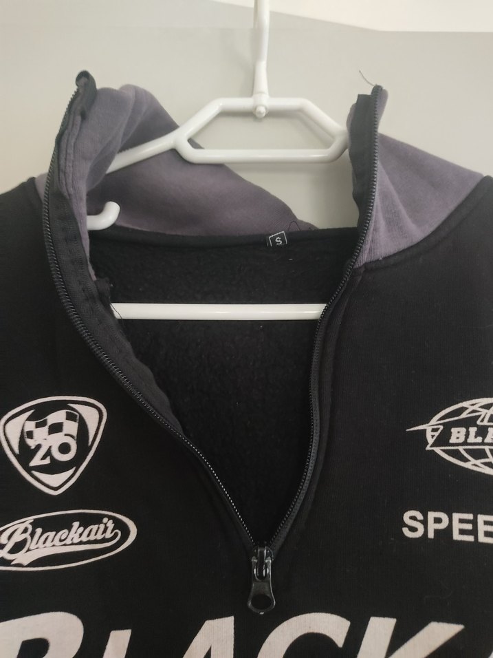 Erkek Siyah Gri Fermuarlı Sweatshirt - Görsel 3