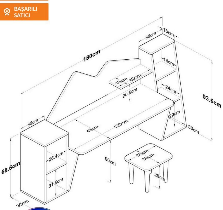 Kitaplıkla aktivite çalışma masası - Görsel 5