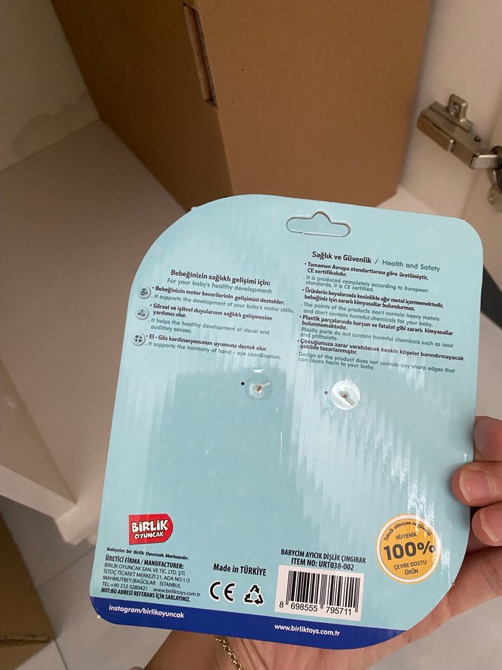 Babycim Turkuaz Ayıcık çıngıraklı  Diş Kaşıyıcı - Görsel 2