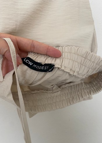LC Waikiki LCW Kadın Bej Midi Pamuklu Rahat Pantolon
