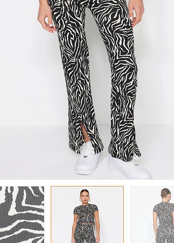 Zebra Desenli Pilili Rahat Pantolon