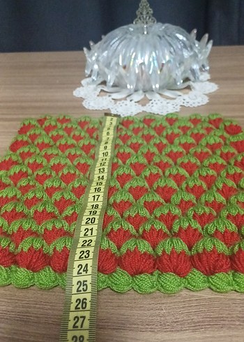 Beden kırmızı Renk 3 boyutlu çilek modelli kare lif