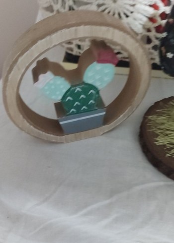 ahşap kaktüs biblolar  . birisi kumaş - Görsel 2