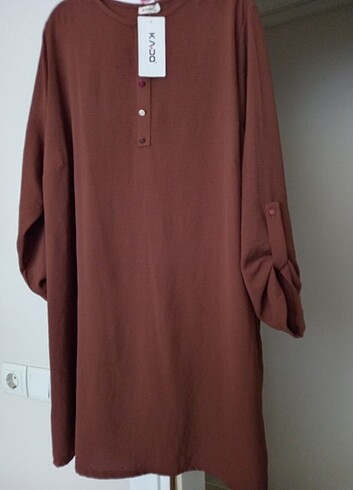 50 Beden kahverengi Renk Kado ayrobin 4 xl beden tunik