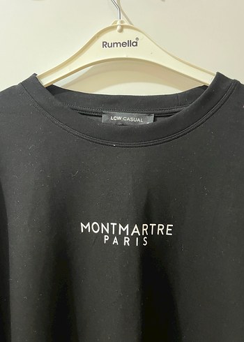 Siyah Baskılı Oversize Kadın Tişört - Görsel 2