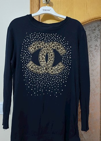 Kadın Siyah Payetli Uzun Kollu Triko Tunik - Görsel 3