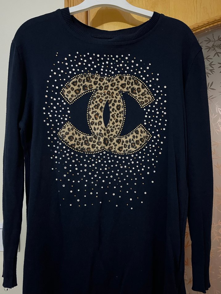 Kadın Siyah Payetli Uzun Kollu Triko Tunik - Görsel 2