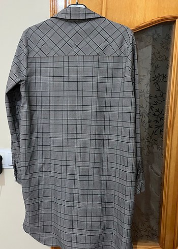 Gri Kareli Uzun Kollu Kadın Gömlek - Görsel 3