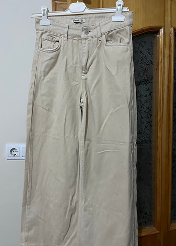 Kadın Bej Rahat Kesim Keten Pantolon - Görsel 3