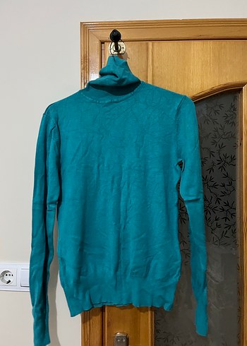 Kadın Turkuaz Balıkçı Yaka Triko Kazak - Görsel 2