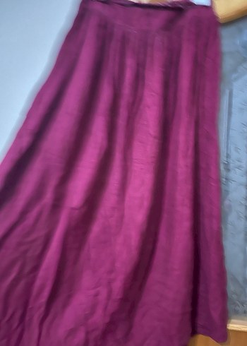 Bordo Bohem Uzun Keten Etek - Görsel 6