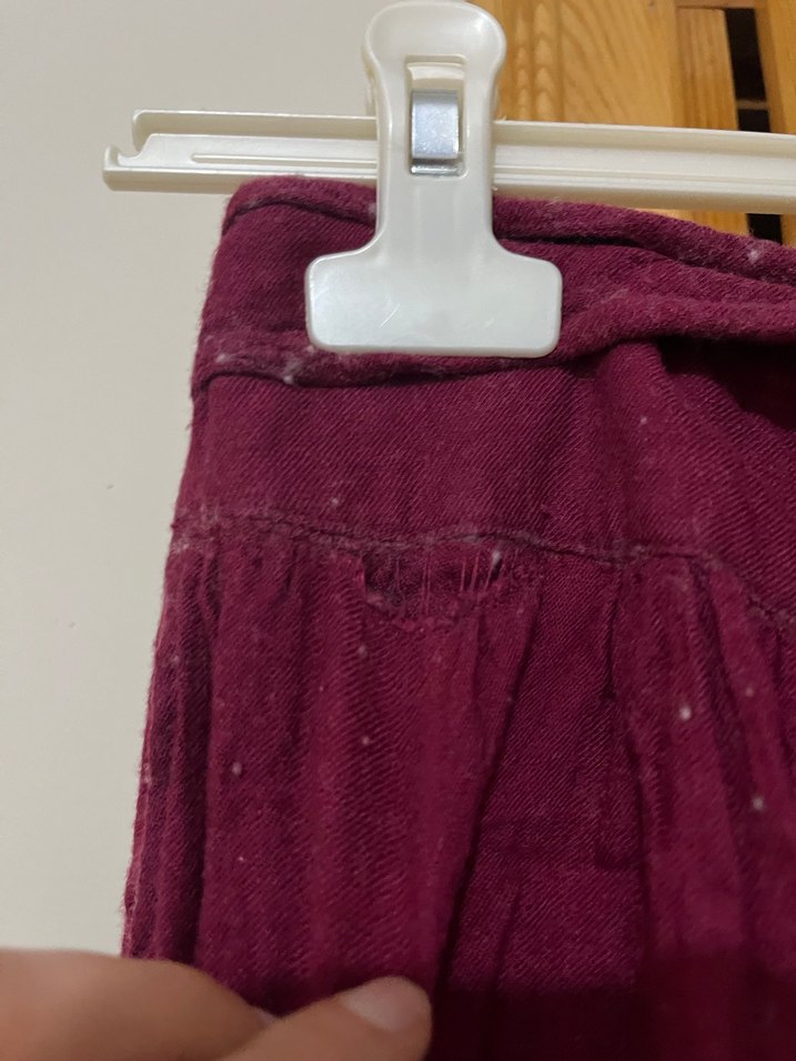 Bordo Bohem Uzun Keten Etek - Görsel 3