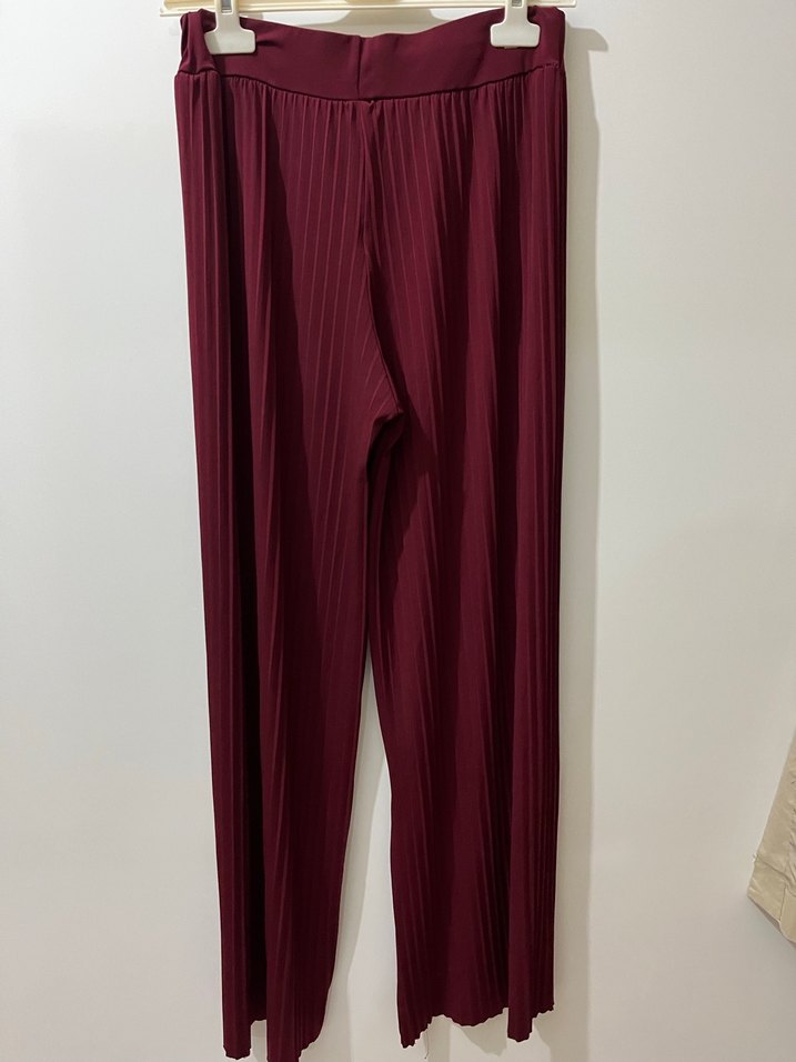 Bordo Pliseli Kadın takım - Görsel 3