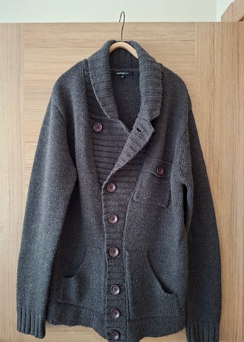 Düğmeli Gri  Erkek Hırka - Görsel 8