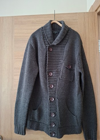 Düğmeli Gri  Erkek Hırka - Görsel 2