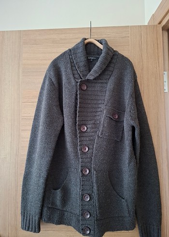 Düğmeli Gri  Erkek Hırka - Görsel 3