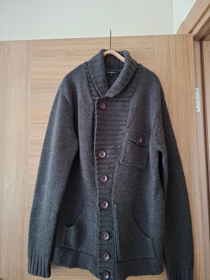 Düğmeli Gri  Erkek Hırka - Görsel 4