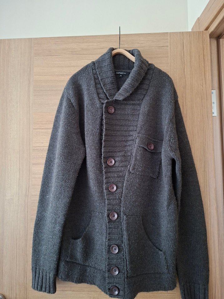 Düğmeli Gri  Erkek Hırka - Görsel 3