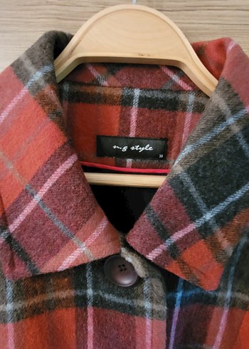 Düğmeli Ekose Desenli Midi Kadın Yün Kaban - Görsel 6