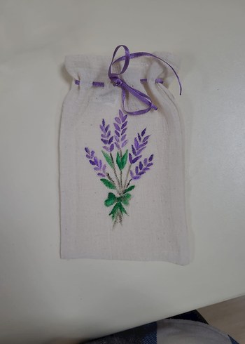 Lavanta baskı el boyama Şilebezi Kese - Görsel 5