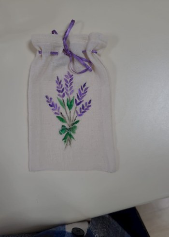 Lavanta baskı el boyama Şilebezi Kese - Görsel 4