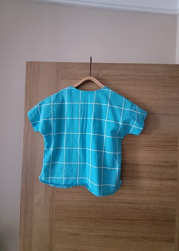 Mavi Düğmeli Erkek Çocuk Gömlek - Görsel 4