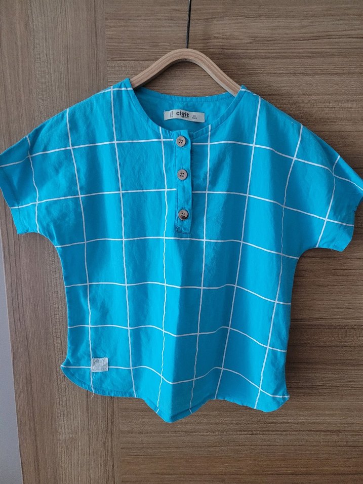 Mavi Düğmeli Erkek Çocuk Gömlek - Görsel 3