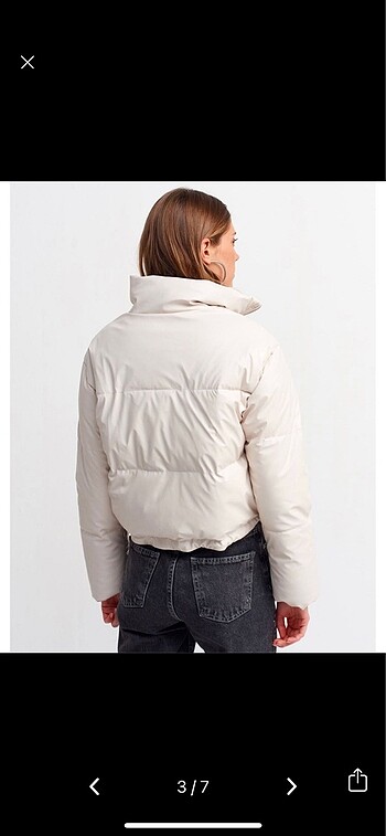 s Beden DERİ ŞİŞME CROP MONT