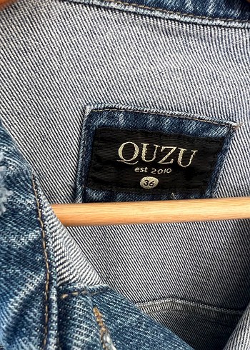 Quzu Kadın Baskılı Mavi Denim Ceket