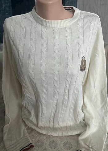 Dilvin Erkek Beyaz Orgu Crew Neck Kazak